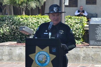 Retired Avenal Police Chief Jack Amoroso delivered the formal address at Wednesday's Peace Officers' Memorial Ceremony.